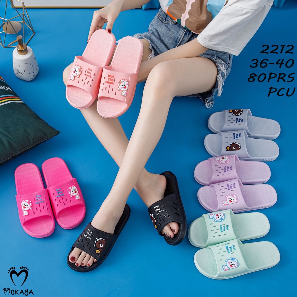 Sandal Slop Jelly Wanita Korea Ban Cony and Brown Cute Cantik Kekinian Import Mokaya / Size 36-40 (2212)