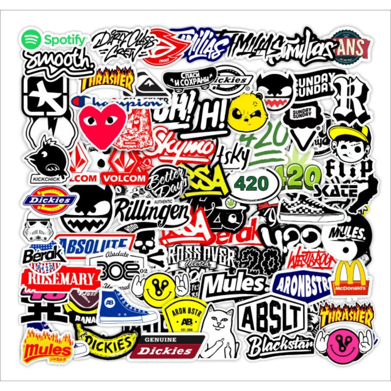 

Paket stiker brand random isi 150 picis