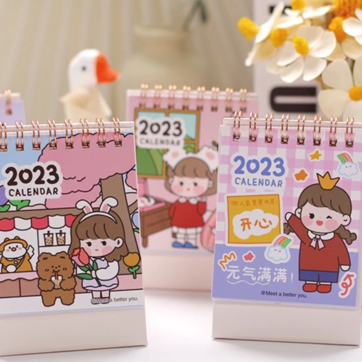 2023 Kalender Meja Mini Motif Kartun Lucu / Kalender Meja Mini Best Seller - Kalender 2023 Aesthetic