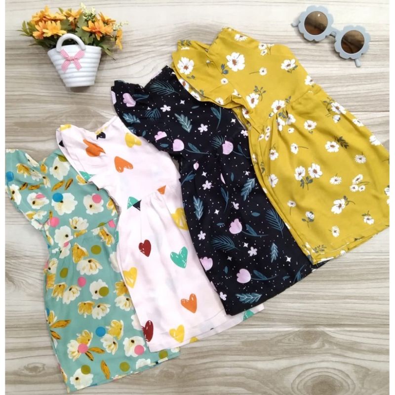 KIYOMI DRESS ANAK RAYON PREMIUM CHIKA DRESS/ DASTER ANAK VIRAL/ BAJU TIDUR ANAK TERMURAH