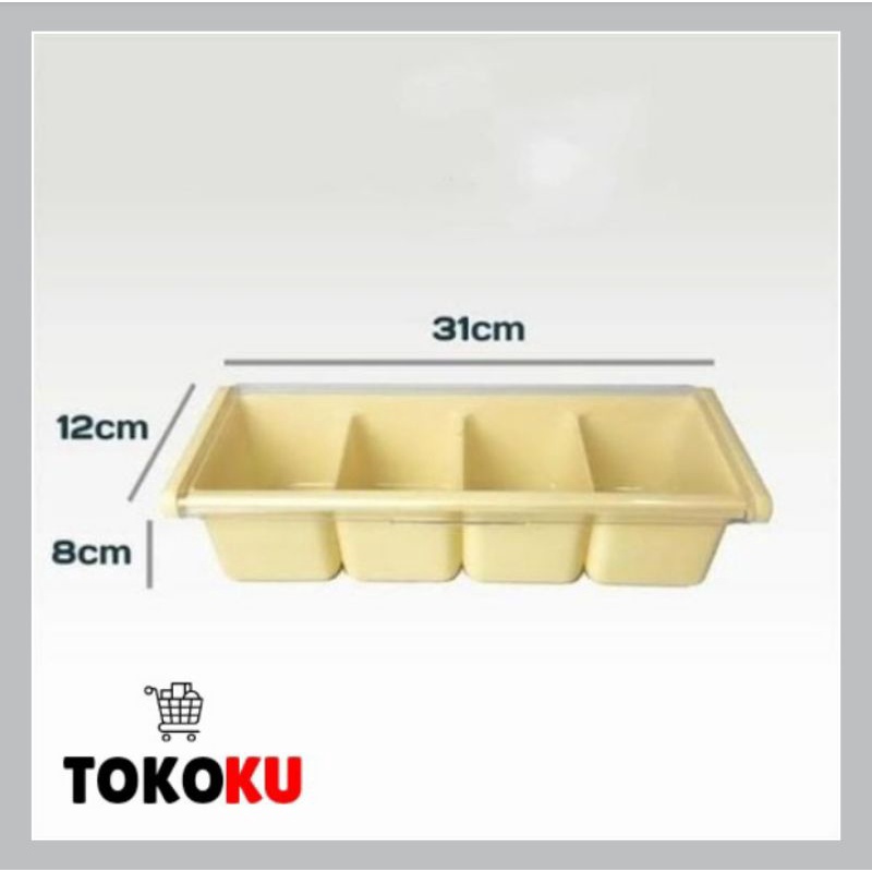 TEMPAT TOPLES PLASTIK BUMBU DAPUR SEKAT 4 YOSHIKAWA + SENDOK