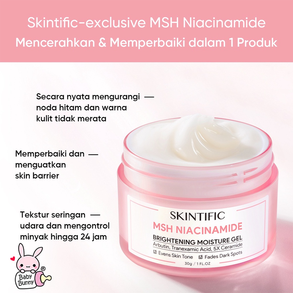 ❤ BELIA ❤ SKINTIFIC MSH Niacinamide | 10% Niacinamide Serum | Moisture Gel | Brightening | Basic Glowing Series | BPOM