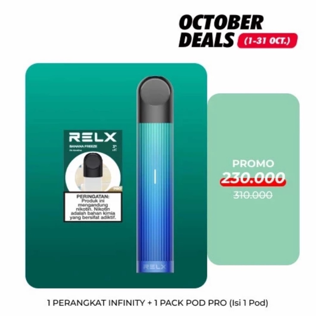 RELX Bundle Essential Neon Purple / Blue Glow Device and Pod (Isi 1 Pod)