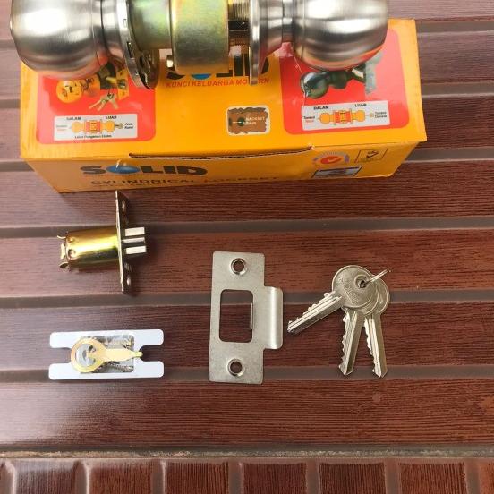 KUNCI KAMAR MANDI BULAT SOLID C601 X 300// HANDLE PINTU KAMAR LOCKSET - Tanpa Kunci