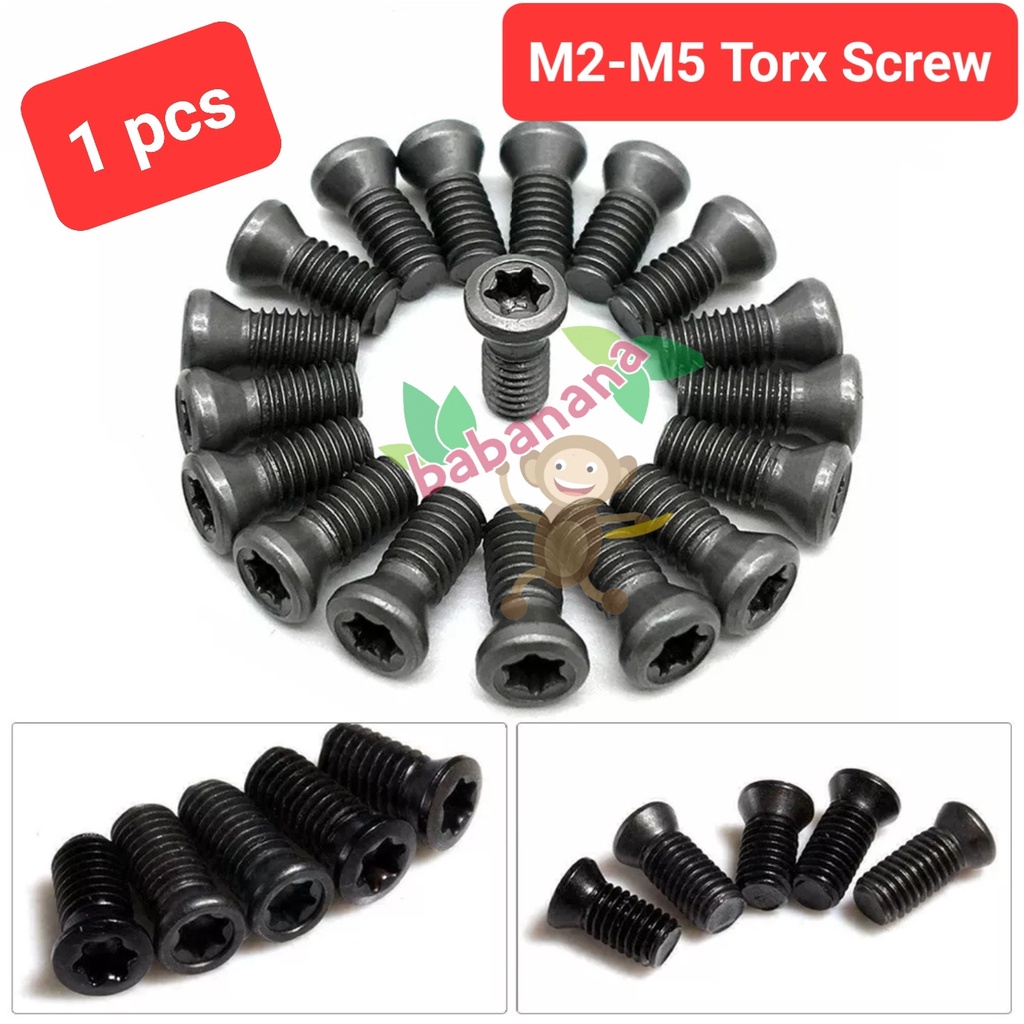 Screw Torx M2-M5 Flat Head Hitam baut sekrup rata bintang 6