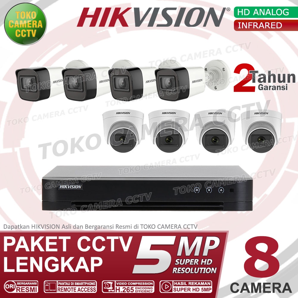 PAKET CCTV HIKVISION 5MP 8 CHANNEL 8CAMERA