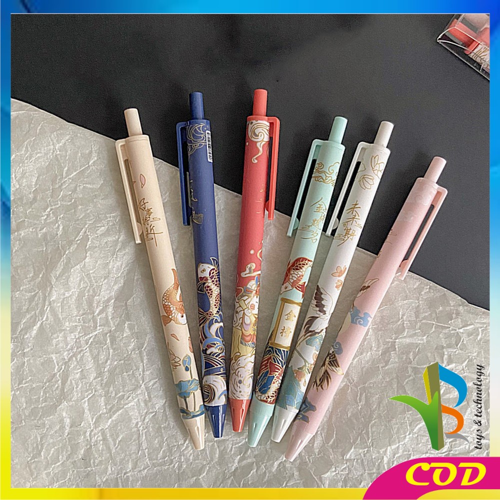 RB-A43 Pulpen Mekanik Pen Gel 6PCS Motif Cartoon Pena Bolpoint Stationary Alat Tulis Pelajar Dan Kantor