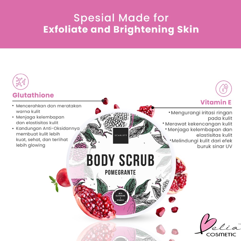 ❤ BELIA ❤ SCARLETT Whitening Body Scrub 250ml | Peeling Scrub | Perontok daki | BPOM