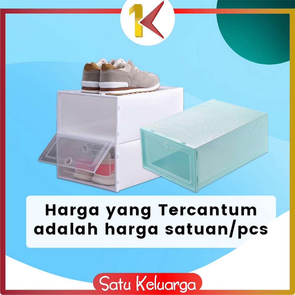 SK-C158 Kotak Sepatu Lipat Transparan Tebal Shoes Storage Box Organizer Rak Sepatu Plastik Susun Image 2