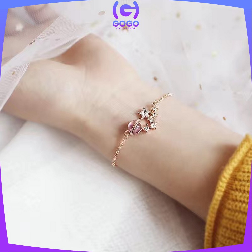 GOGO-K84 Kalung Titanium Wanita Korean Style Motif Planet Kalung Rantai Wanita Gelang Bintang Kunci Necklace Crystal