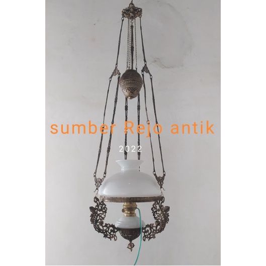 LAMPU GANTUNG KEREK ANTIK KLASIK JAWA BETAWI VINTAGE JOGLO CAFE DIAMETER 28CM TERLARIS