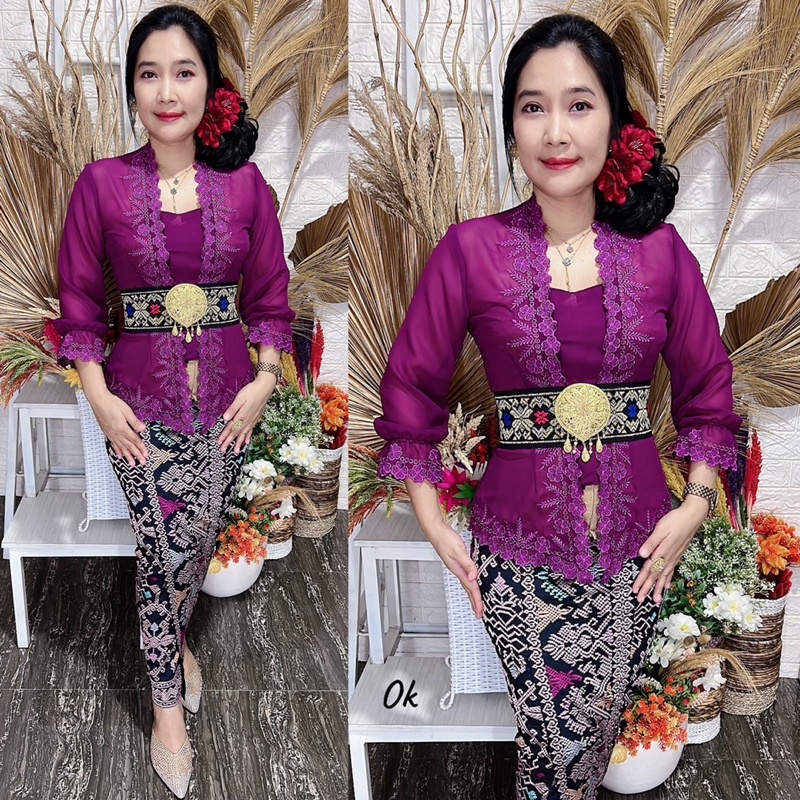 kebaya jadi bordir motif melati