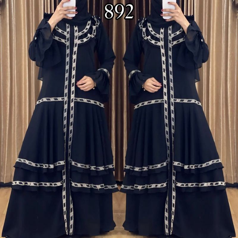 Abaya Gamis Arab Elegan Hitam Bahan jetblack