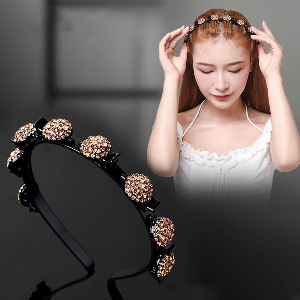 Needway   Wanita Bergigi Klip Hadiah Lucu Vintage Untuk Gadis Daun Anti-slip Berlian Imitasi Zirkon Braided Headband