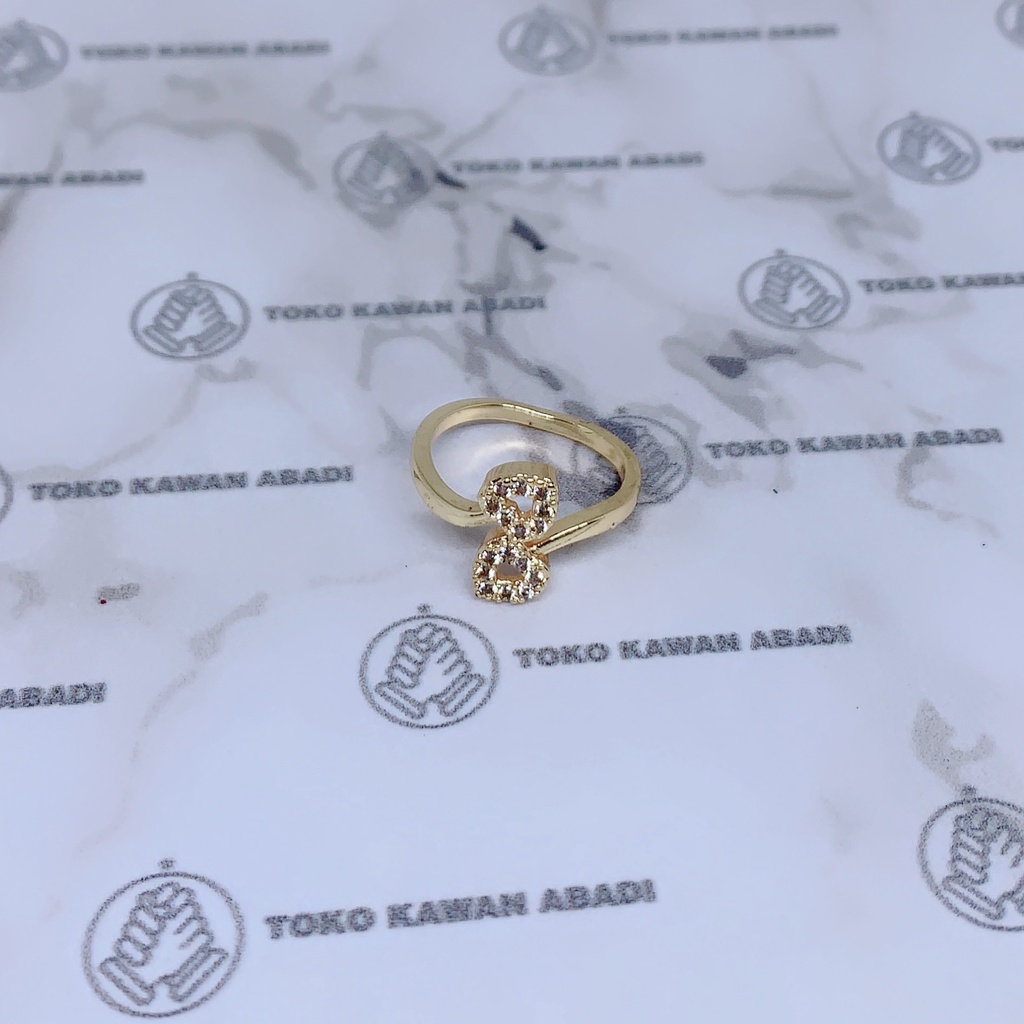 Cincin Xuping Gold Fashion Wanita Motif Permata Tiga Baris Perhiasan Wanita *49