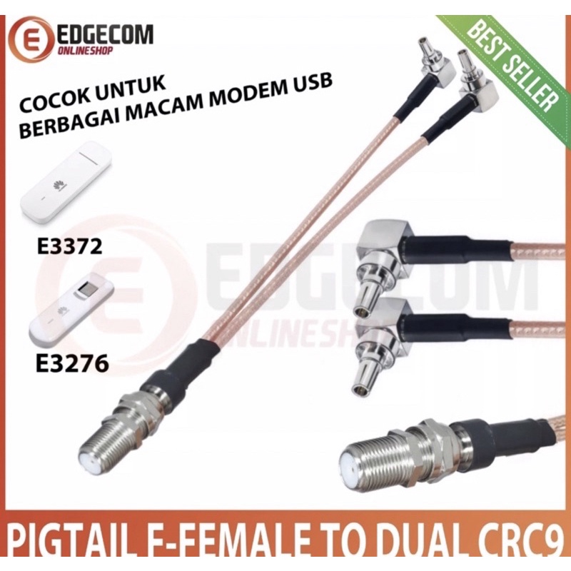 Kabel Dual Pigtail Rg316 CRC9 ke F female Panjang 15CM