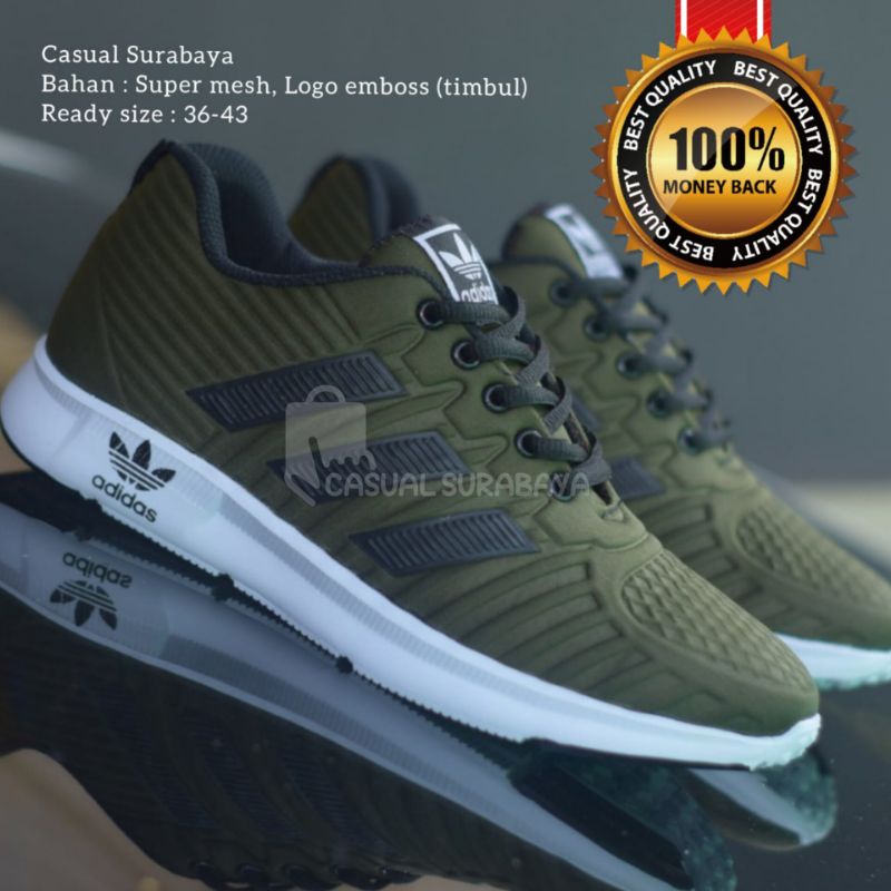 SEPATU SNEAKERS ADS OLAHRAGA HIJAU COKLAT ARMY