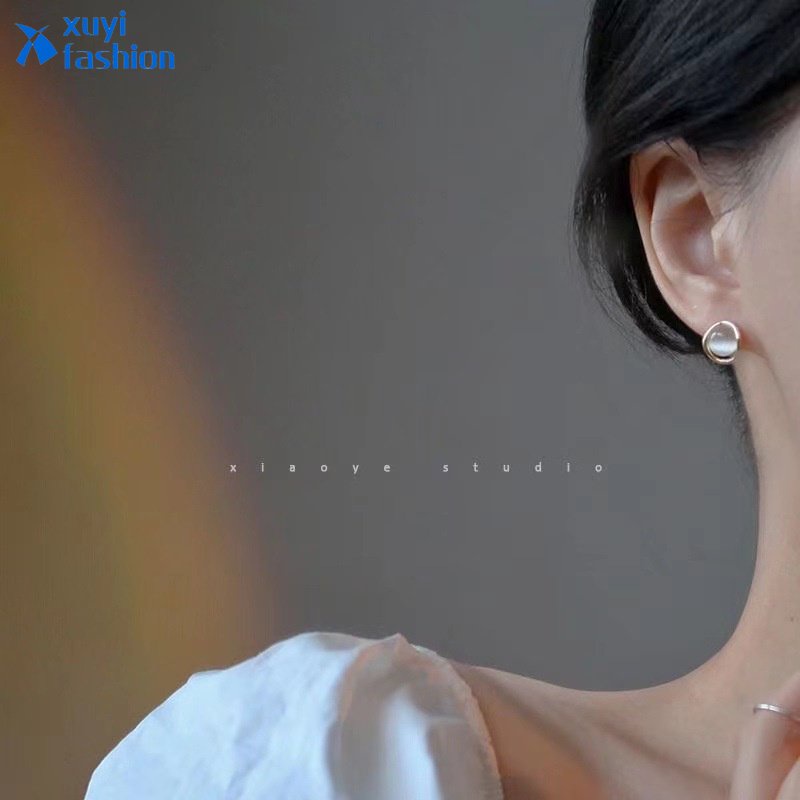 Anting Stud Opal Warna Emas Gaya Elegan Untuk Wanita