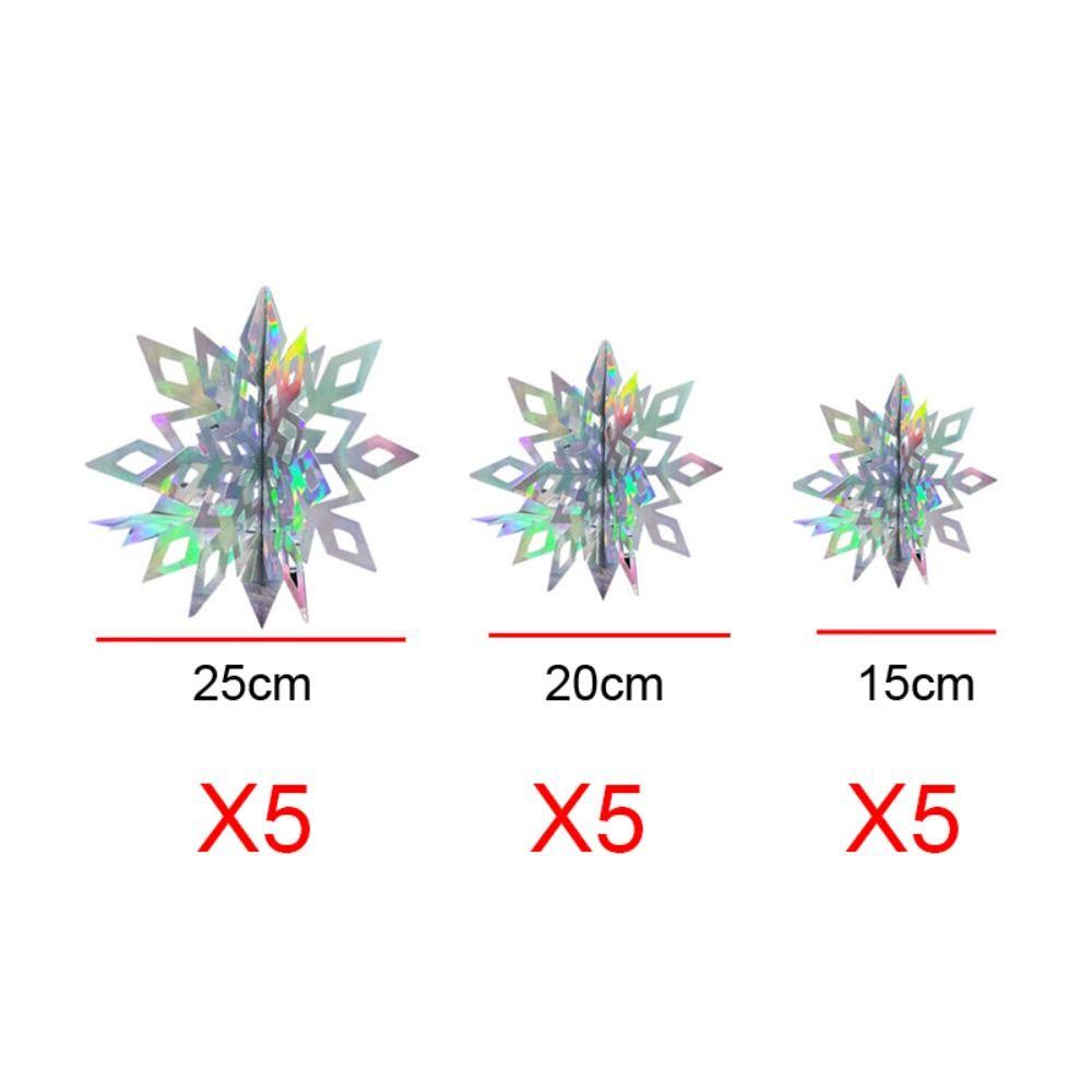 Top 15PCS 3D Artifisial Snowflake Dekorasi Natal Tahun Baru Navidad Ornamen Palsu Snow Decor