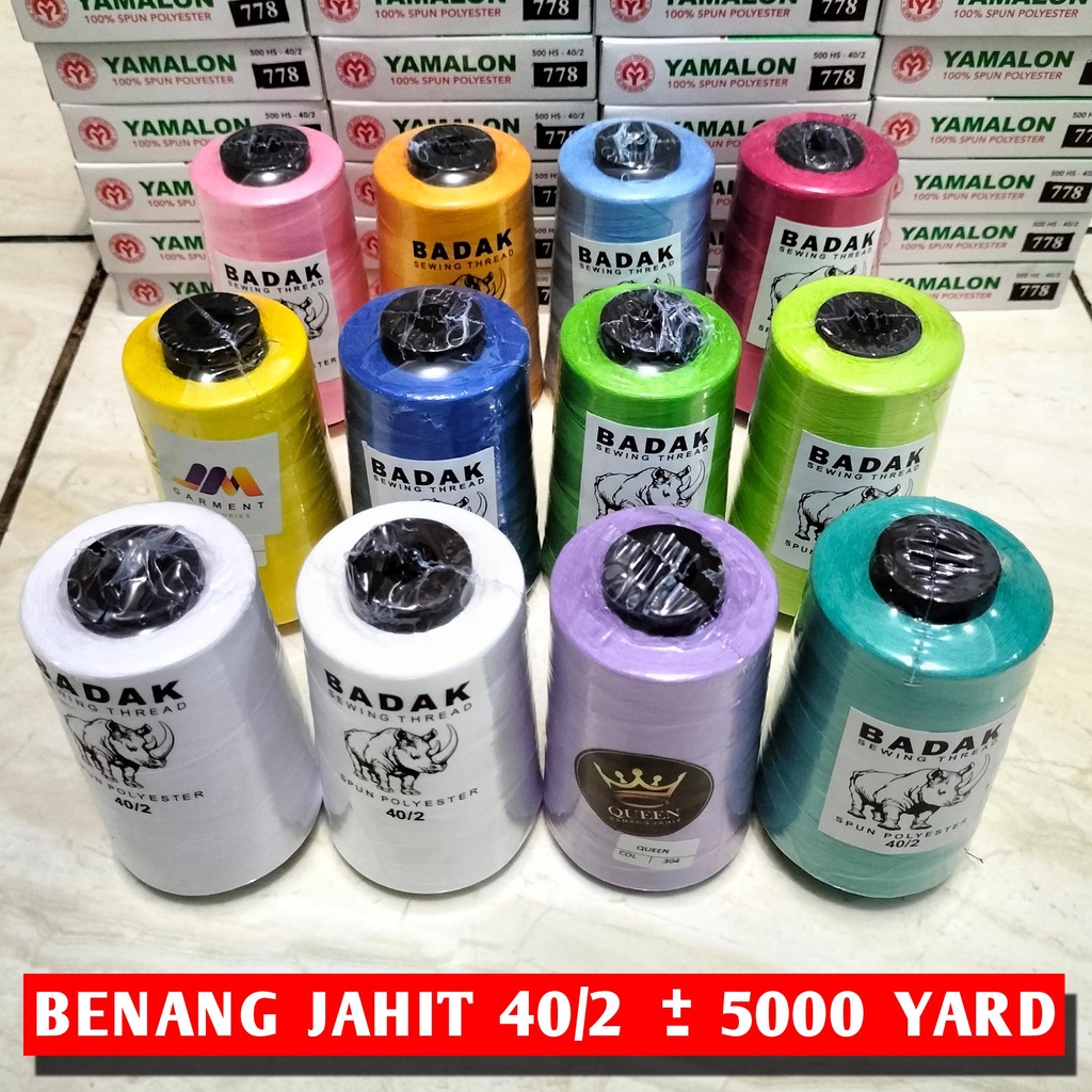 1 pcs Benang Jahit 40/2/benang jahit 5000 yard/Benang jahit murah/benang jahit BADAK/toko alat jahit
