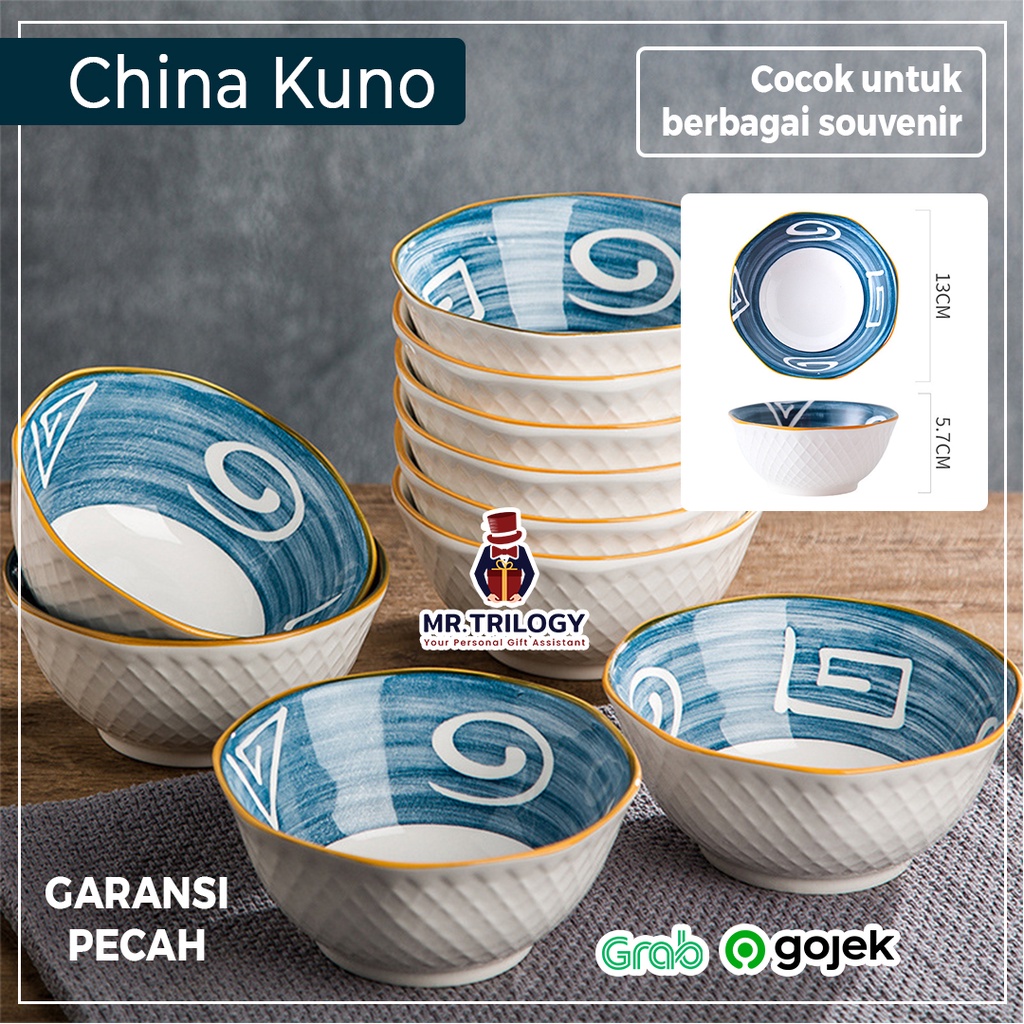 Mangkok Nasi Jepang Octagon 5 Inch Mangkuk Sup Keramik Tahan Panas Microwave Japanese Rice Bowl