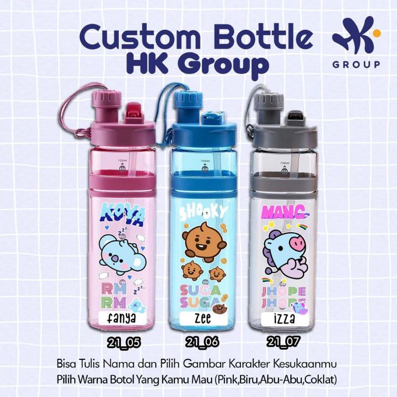 OPEN PO BOTOL MINUM CUSTOM NAMA KARAKTER BY HK GROUP