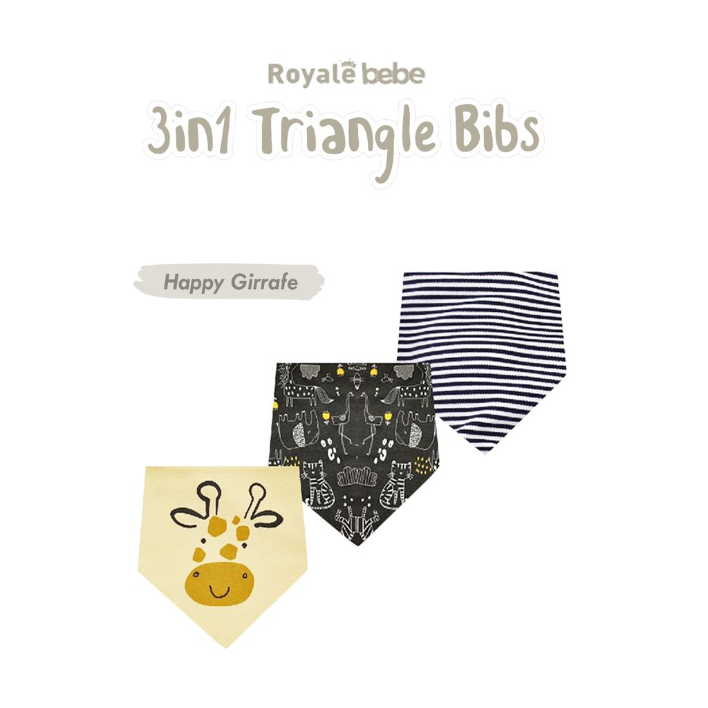 Royale Bebe 3 in 1 Bib segitiga 3 Pcs bib bayi slabber bayi celemek bayi isi 3 PCS