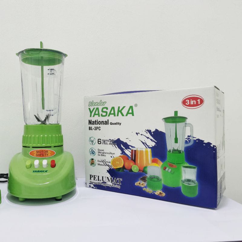 BLENDER PLASTIK YASAKA 3IN1  NATIONAL QUALITY,BL - 3 PC PISAU STAINLESS FOODGRADE MULTIFUNGSI