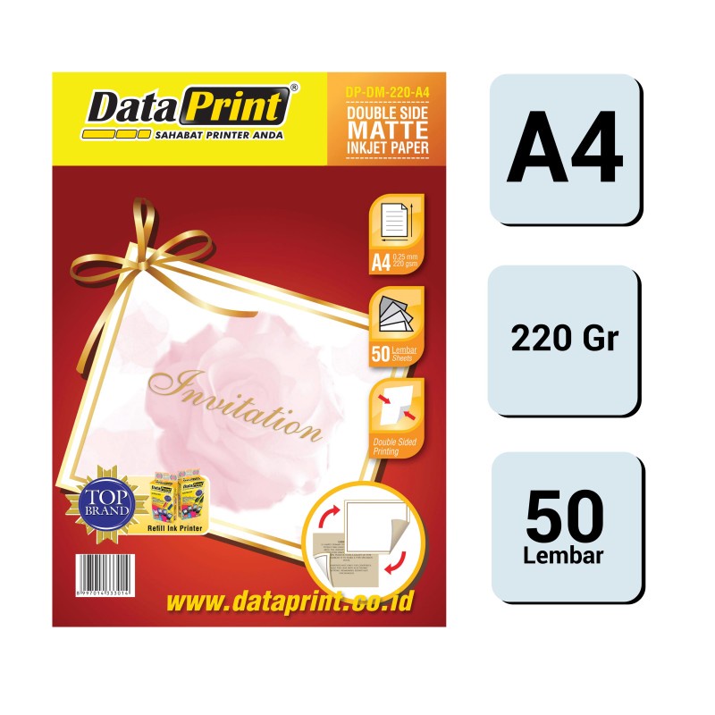 

Kertas Foto Data Print Double Side Matte Inkjet 220 Gsm A4 DM