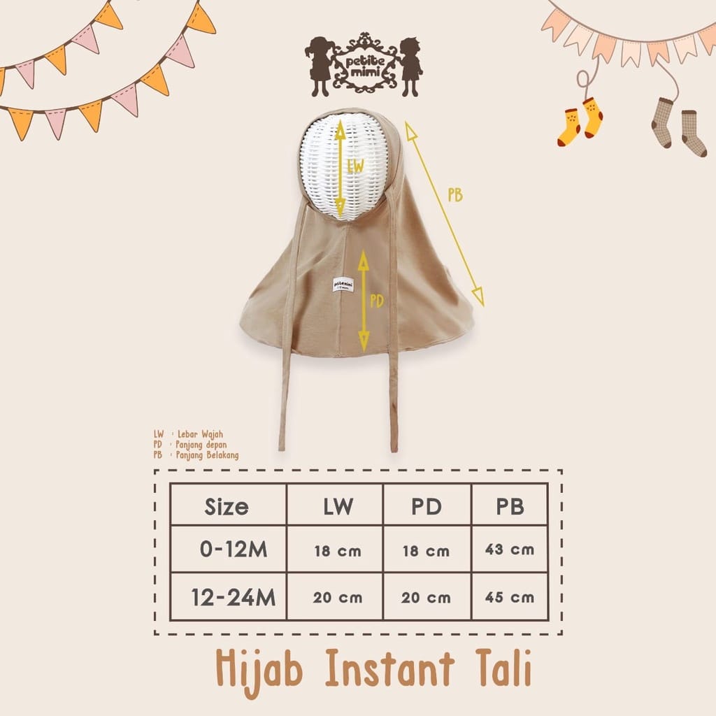 Petite Mimi Baby Hijab Instant Tali - Hijab Instant Tali Anak (RANDOM)