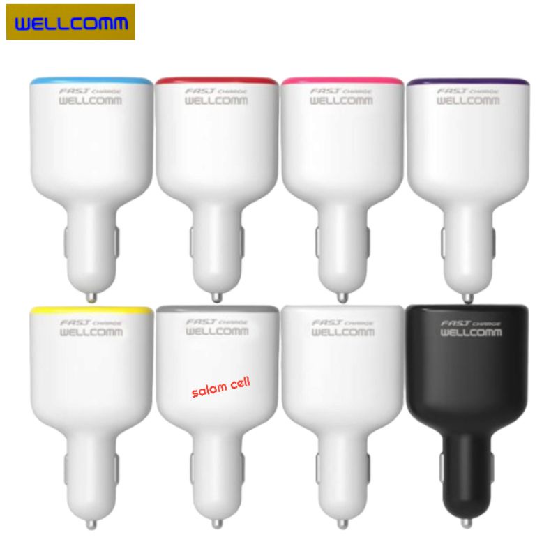 Charger Mobil 4port Usb WELLCOMM Fast Charge Original Garansi Resmi