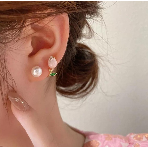 Anting mutiara tulip korea wanita