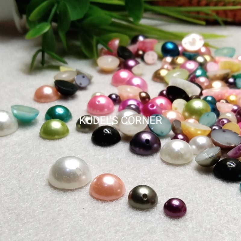 25gr mutbel / mutiara belah / half pearl mix warna dan ukuran