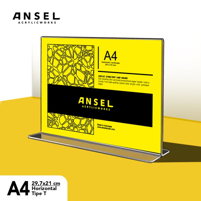 

Name Tag Tent Holder Akrilik Tipe T / A4 Horizontal 29,7X21 Cm / Acrylic Stand