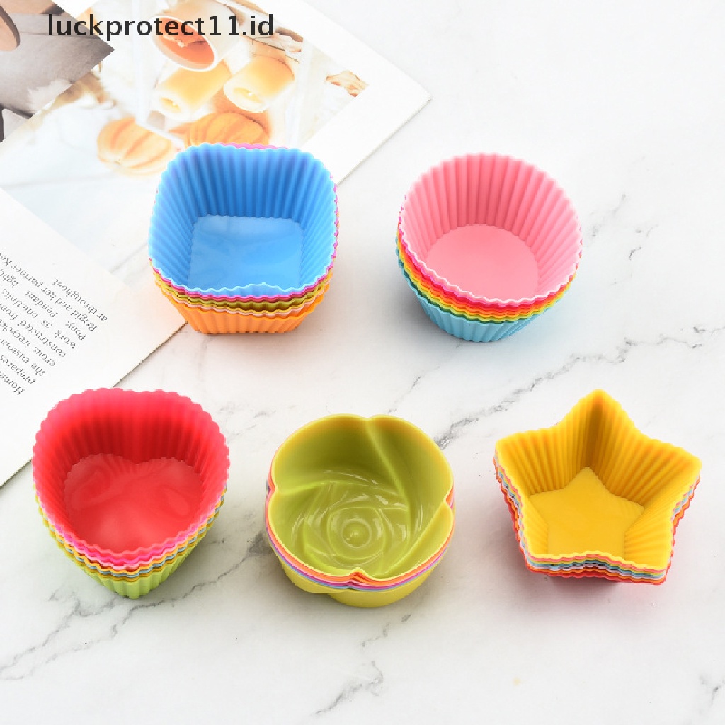 7pcs / Set Cetakan Kue Muffin / Cupcake DIY Bahan Silikon