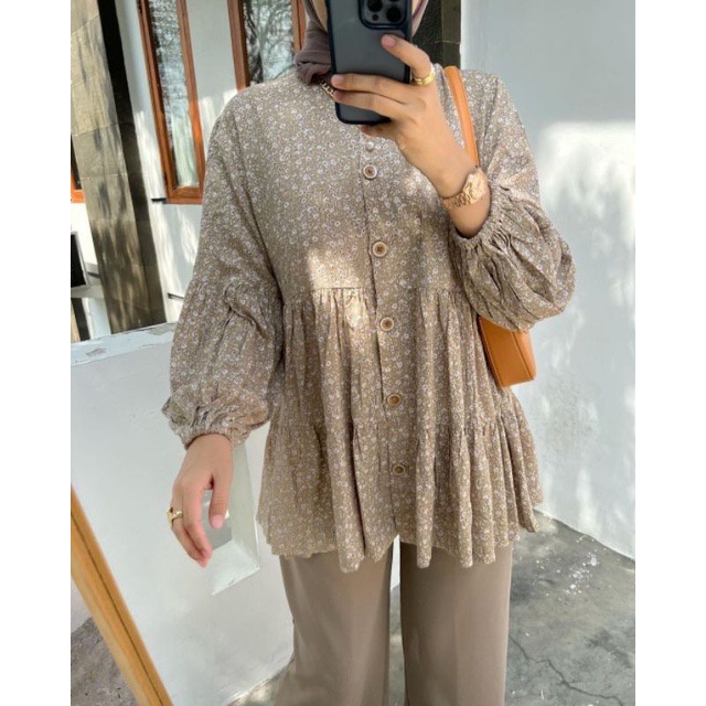 Tq88indonesia Fashion Baju Atasan Wanita Terbaru /  MIRSANY SHAKILA BLOUSE / Blus Floral Lengan Panjang / Busana Casual Cewek / Ootd Casual