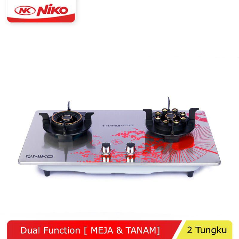 NIKO KOMPOR GAS Tanam/Biasa 2T TITANIUM FLIP dan 2T TITANIUM FLIP+ BLACK - TUNGKU BISA DI ANGKAT - KOMPOR ONLY