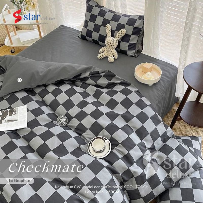 Sprei Katun (ANTI GESER) Motif Kotak2 Star Checkers Authentic ALL SIZE homemade Lembut