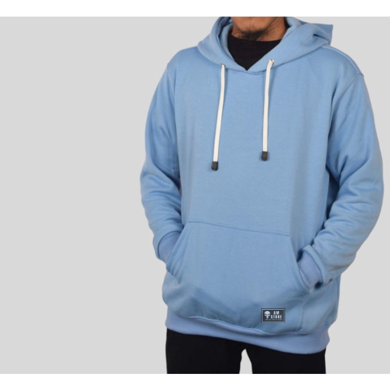 AMSTORE- Hoodie polos jumbo biru langit big size pria wanita size xxxl xxxxl xxxxxl