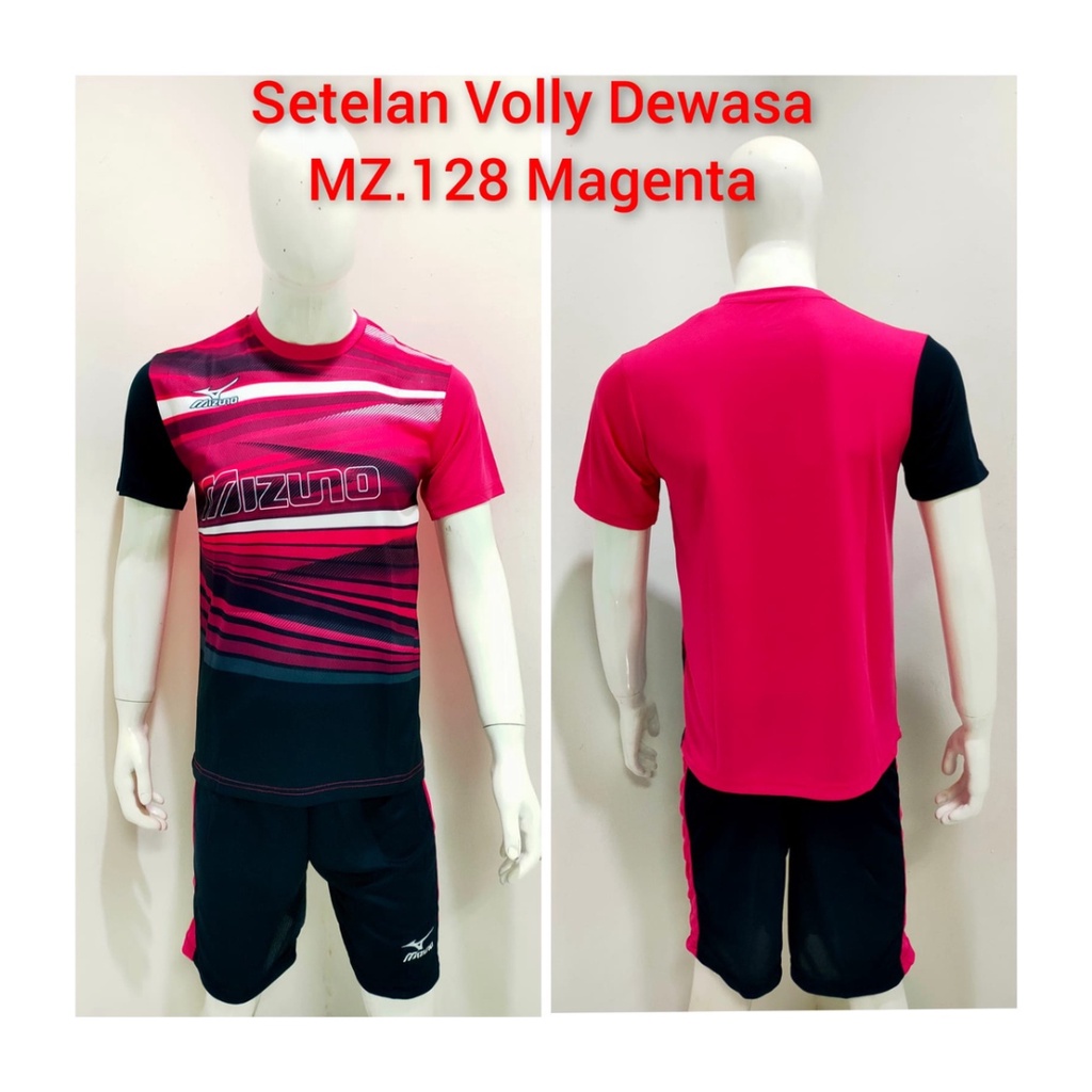 jersey volly pria MZ128 kaos voli baju celana bola setelan wanita dewasa t-shirt outfit seragam jarsey kostum olahraga custom pakaian apparel sport jersy volley ball casual jersi suit magenta