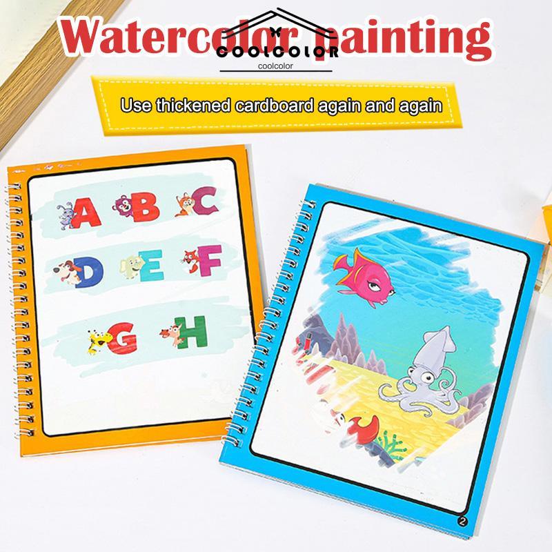 COD❤️Buku Lukisan Air Bahasa Asing Versi Bahasa Inggris Buku Ajaib Papan Gambar Anak yang Dapat Digunakan Kembali- cl