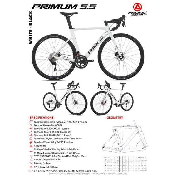 Sepeda balap Roadbike Pacific PRIMUM 5.5 Carbon 22 Speed