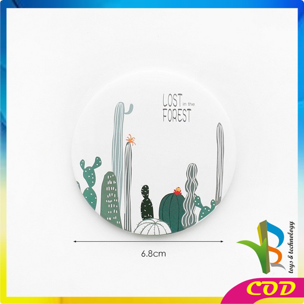 RB-K53 Cermin Bulat Karakter / Kaca Cermin Make Up Mini Travelling Motif Kartun Colorful / Cermin Saku Portable Mini / Kaca Dandan Rias Sovenir