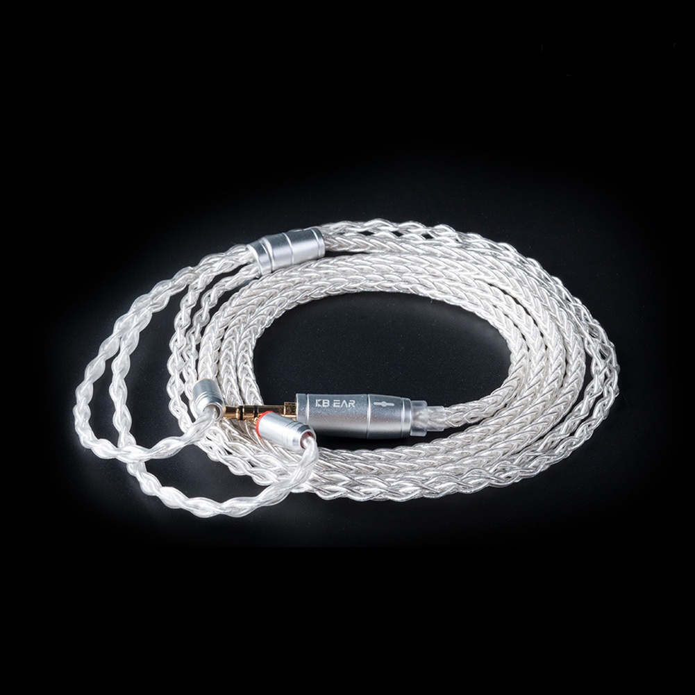 (VNEP) (Berkabel) KBEAR 2.5/3.5mm 2Pin/MMCX/Bending Perak Disepuh 8 Core Earphone Kabel Keseimbangan