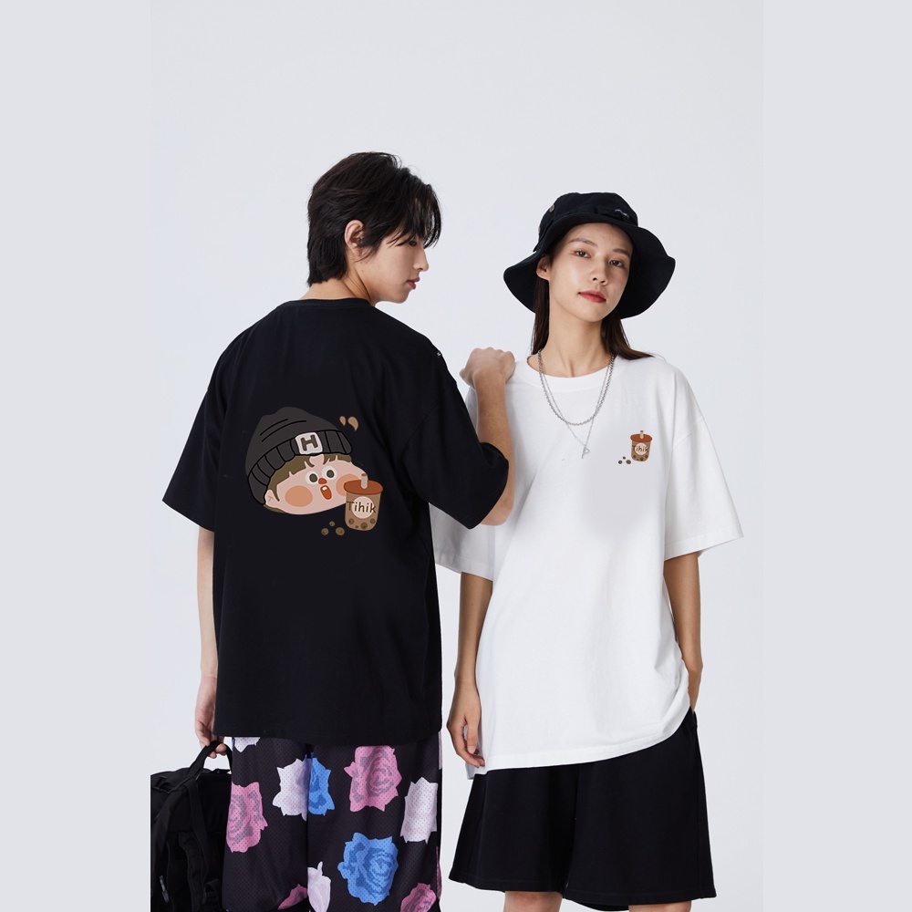 RDGF official shop atasan kaos wanita terbaru crewneck oversize pola cetak couple