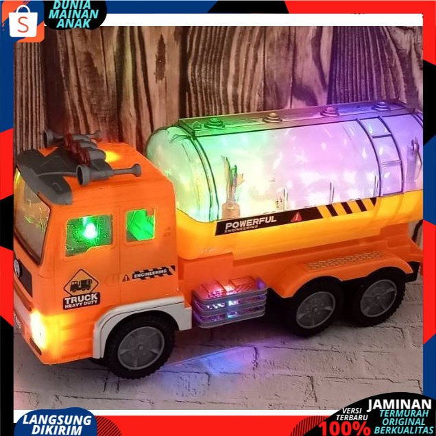 Truk tangki lampu Mainan truk tangki bump &amp; go mainan mobil truck builder tank truk molen Bersuara Dan Berlampu