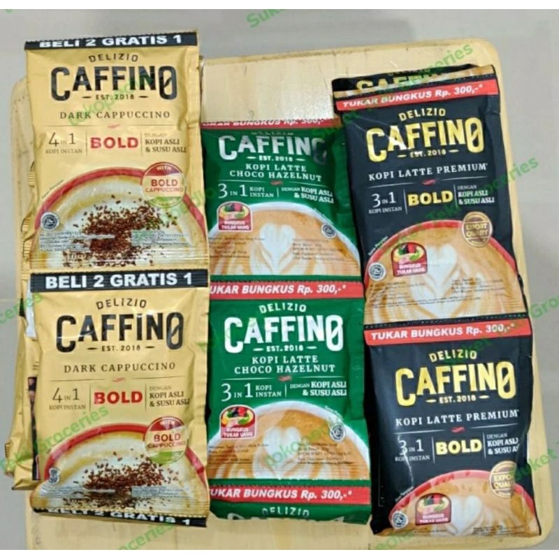 Caffino Bold / Dark Cappucino / Choco Hazelnut Kopi Sachet Instan renceng