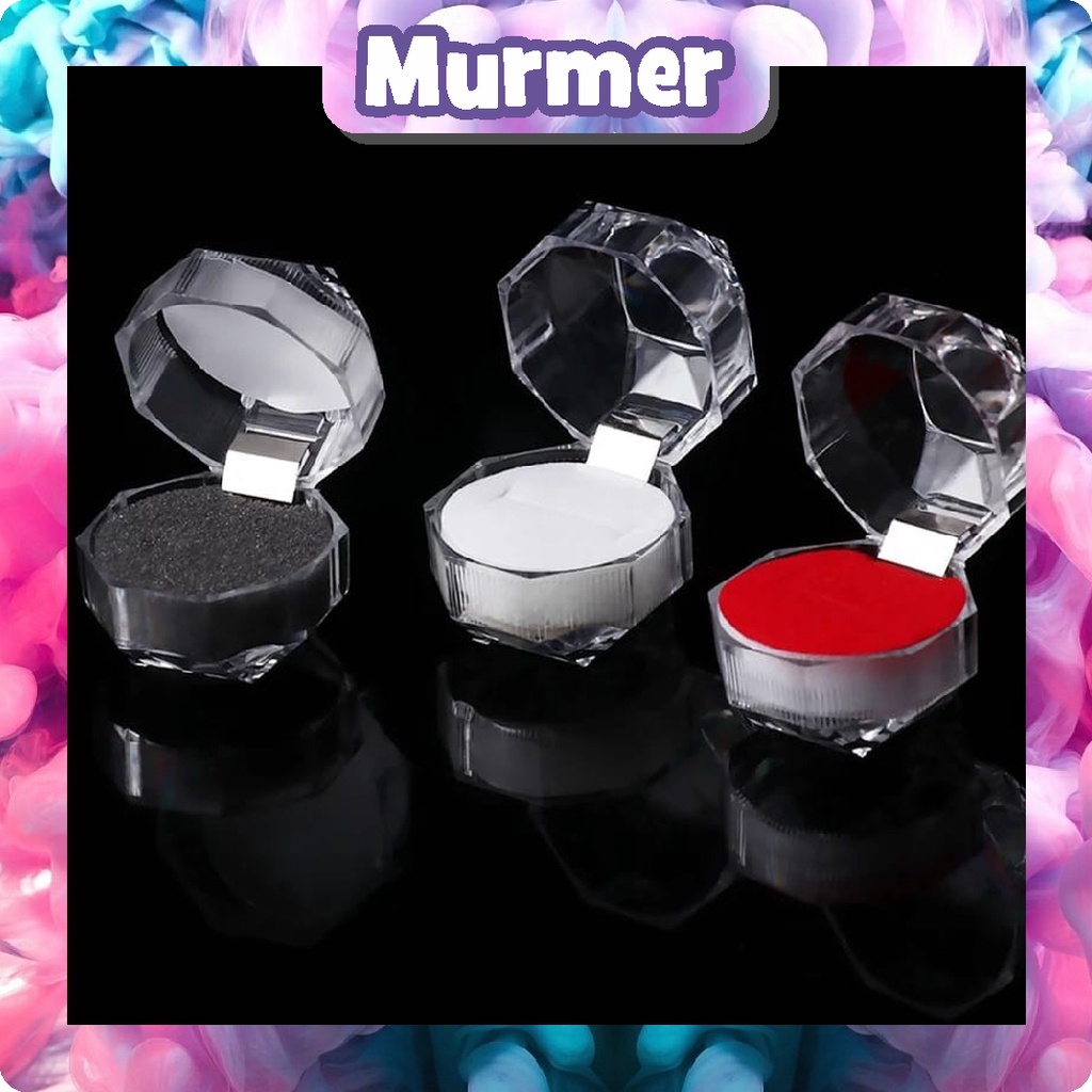 MurmerOfficial Tempat/wadah/Box cincin Mika Kristal Tempat Kotak Perhiasan Acrylic Wadah Emas Unik Busa Tebal R563