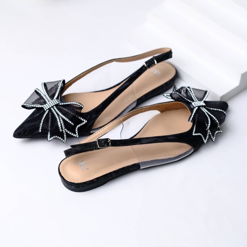 [7.7 Boombastis Sale⚡] - SEPATU WANITA PESTA FLAT SLING BACK ZS488 BRANDED PREMIUM IMPORT