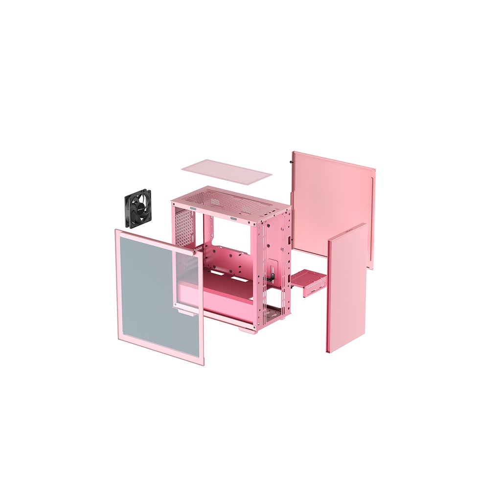 DEEPCOOL MACUBE 110 PINK | M-ATX TEMPERED GLASS CASE CASING KOMPUTER